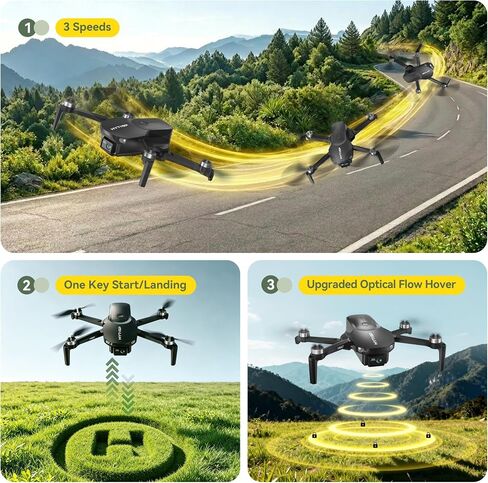 4K Drone with Camera – Under 249g, No FAA Registration, Brushless Foldable Drone with 120° Wide-Angle 4K, 90° Remote-Adjust Lens, Optical Flow Hover, 36Min Flight (2 Batteries), Beginner Friendly (Black) in Kuwait