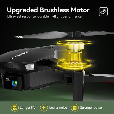 4K Drone with Camera – Under 249g, No FAA Registration, Brushless Foldable Drone with 120° Wide-Angle 4K, 90° Remote-Adjust Lens, Optical Flow Hover, 36Min Flight (2 Batteries), Beginner Friendly (Black) in Kuwait