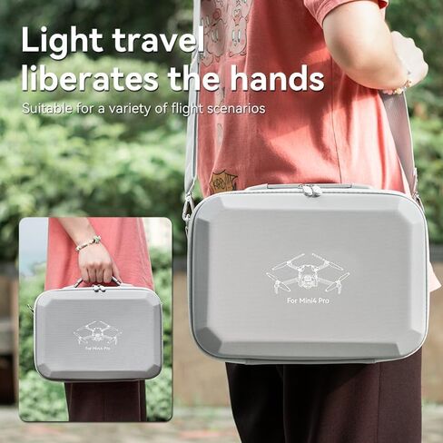 Mini 4 Pro Waterproof Hard Carrying Case, Portable Shoulder Bag Storage | for DJI Mini 4 Pro Fly More Combo DJI RC/RC2 Controller Accessories More Combo Grey Color (PU Leather Case Only) in Kuwait