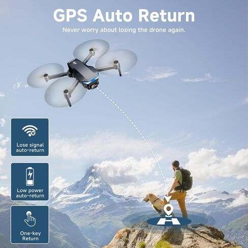 GPS Drone with 4K Camera, 1640ft Range FPV Video Transmission RC Quadcopter | 4k FPV Drones with Brushless Motor, HDR Video, 48 Mins Flight, Auto Return, Follow Me, Waypoint Fly for Kids Adult Beginners in Kuwait