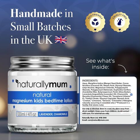 NaturallyMum - Magnesium Lotion for Kids & Babies [NATURAL & SAFE] - Juniors Bedtime Lotion - Magnesium Sleep Cream for Kids & Babies - For Toddlers - Lavender & Chamomile in Kuwait