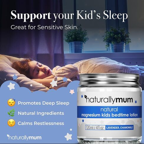 NaturallyMum - Magnesium Lotion for Kids & Babies [NATURAL & SAFE] - Juniors Bedtime Lotion - Magnesium Sleep Cream for Kids & Babies - For Toddlers - Lavender & Chamomile in Kuwait