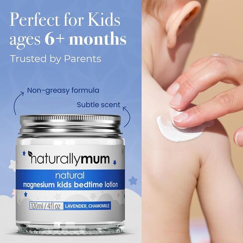 NaturallyMum - Magnesium Lotion for Kids & Babies [NATURAL & SAFE] - Juniors Bedtime Lotion - Magnesium Sleep Cream for Kids & Babies - For Toddlers - Lavender & Chamomile in Kuwait