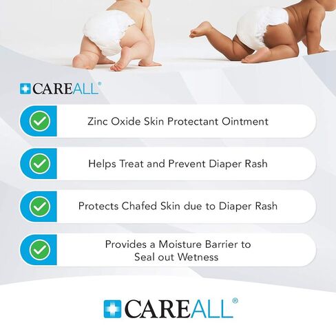 CareAll Zinc Oxide 20% Skin Protectant Barrier Ointment 2 oz (24 Pack), Relieves, Treats and Prevents Minor Skin Irritations due to Diaper Rash. Helps Seal Out Wetness. Protects Chafed Skin. in Kuwait
