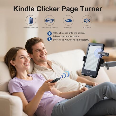 Page Turner Remote for Kindle Paperwhite Oasis Kobo eReaders, Compatible with Kindle E-Readers and Cases, Ideal for eBooks, Ergonomic Remote Control Clicker Reading Novels（Black） in Kuwait