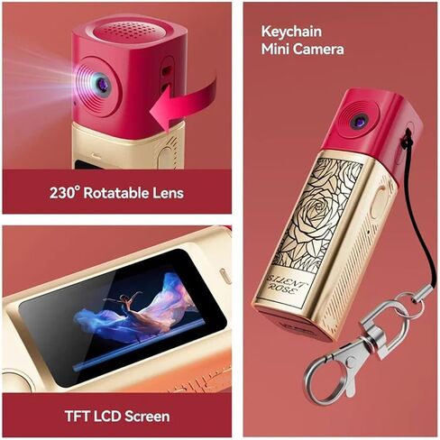2K HD Lipstick Pocket Camera 230° Rotatable Lens TFT Screen Outdoor Vlog Recorder in Kuwait
