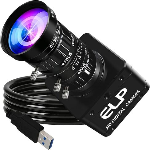4K 60fps USB Camera, 5-50mm 10X Manual Zoom Telephoto Webcam, UVC USB3.0/2.0 Variable Focus Lightburn Cameras for OpenCV, Live Streaming & USB Microscope, Plug & Play for Windows, Linux, Jetson Nano in Kuwait