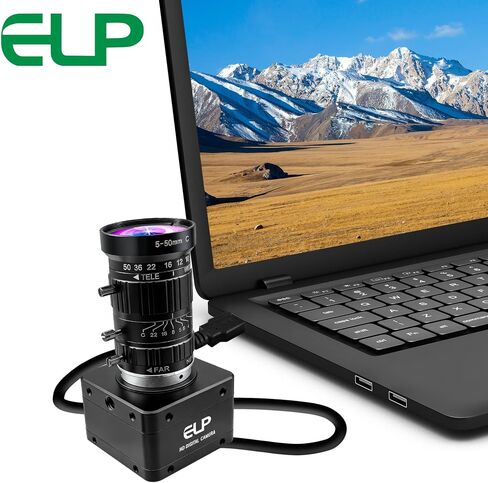 4K 60fps USB Camera, 5-50mm 10X Manual Zoom Telephoto Webcam, UVC USB3.0/2.0 Variable Focus Lightburn Cameras for OpenCV, Live Streaming & USB Microscope, Plug & Play for Windows, Linux, Jetson Nano in Kuwait