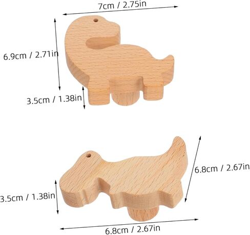 6set Decorative Animal Cabinet Knobs Wooden Dinosaur Drawer Pulls Dresser Handles Screws for Nursery in Kuwait