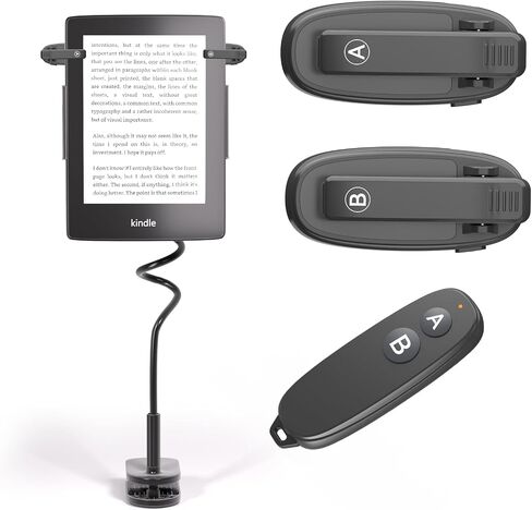 [2 Clips] [with Holder] Page Turner Remote for Kindle Paperwhite Remote Page Turner Accessories for Kindle Clip Clicker Rechargeable Page Turner for Ipad Android Tablets Phone Camera Triggers in Kuwait