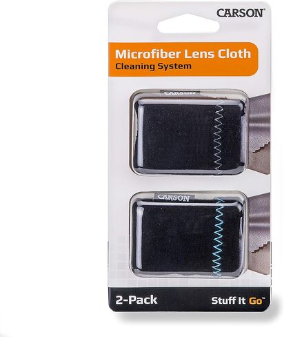 Carson Stuff-It Go Microfiber Lens Cloth Cleaning System - 2 Pack (SN-10AM), Black in Kuwait