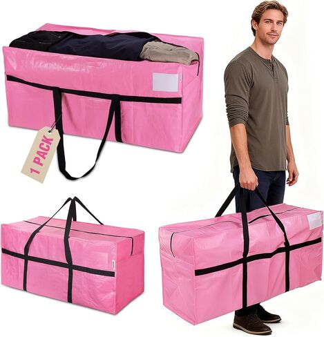 WORKPRO 1-Pack 66 Gallon Extra Large Moving Bag with Zipper & Carry Handles | Heavy Duty Material, 110 lbs Capacity, Extra Large Storage, Double Zipper, Carry Handles for Moving, Dorm & Home Organization in Kuwait