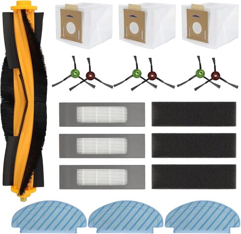 19 PCS Accessories Kit for ECOVACS DEEBOT N10 PLUS/T9+/N8 PRO+ Robot Vacuum | for N8+ Robot Vacuum, T8AIVI+, T8+ Robot Vacuum, Replacement Parts Main Brush, Side Brush, Filter, Mop pads, Dust Bag in Kuwait