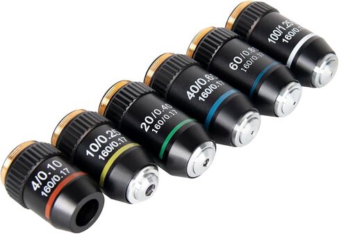 60X Objective Brass Achromatic 195 Objective Lens Clear Standard 20mm Thread Biological Microscope Objective Telescope Accessories, Sliver Color in Kuwait