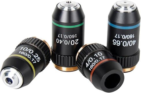 60X Objective Brass Achromatic 195 Objective Lens Clear Standard 20mm Thread Biological Microscope Objective Telescope Accessories, Sliver Color in Kuwait