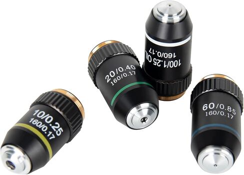 60X Objective Brass Achromatic 195 Objective Lens Clear Standard 20mm Thread Biological Microscope Objective Telescope Accessories, Sliver Color in Kuwait