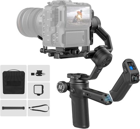 FeiyuTech SCORP 3 Professional Video Stabilizer, 7.72lbs Payload for Camera | Built-in AI Tracking, Detachable Remote Handle, 1.3" Touchscreen, Native Vertical Shooting for Canon/Sony/Nikon Camera in Kuwait