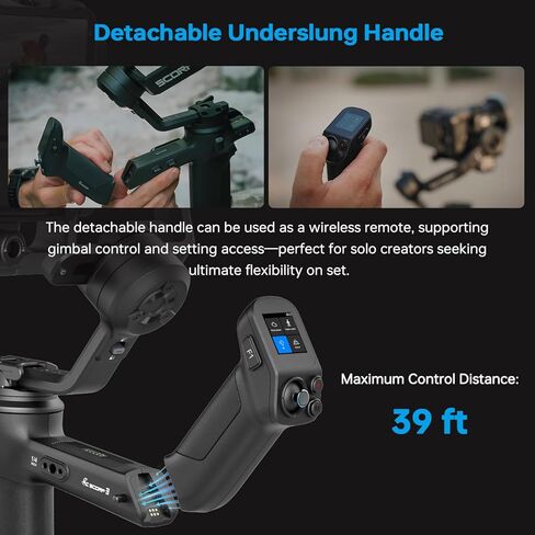 FeiyuTech SCORP 3 Professional Video Stabilizer, 7.72lbs Payload for Camera | Built-in AI Tracking, Detachable Remote Handle, 1.3" Touchscreen, Native Vertical Shooting for Canon/Sony/Nikon Camera in Kuwait