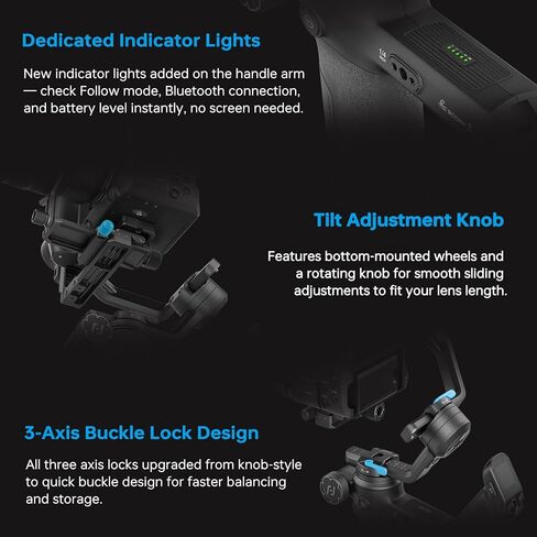 FeiyuTech SCORP 3 Professional Video Stabilizer, 7.72lbs Payload for Camera | Built-in AI Tracking, Detachable Remote Handle, 1.3" Touchscreen, Native Vertical Shooting for Canon/Sony/Nikon Camera in Kuwait