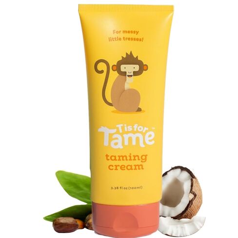 T is for Tame Kids' Hair Taming Cream for Frizz, Flyaways & Bedhead | Leave-in taming cream (3.38 fl oz) w/coconut & jojoba oil, never stiff, sticky or oily, all hair types, made in USA in Kuwait