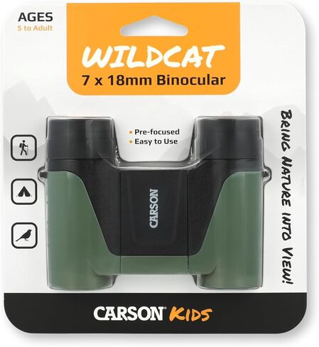 Carson Wild Cat Series 7x18mm Focus Free Binoculars for Kids, Educational Kids Binoculars Ages 5+, Outdoor Gift for Kids (WC-718) in Kuwait