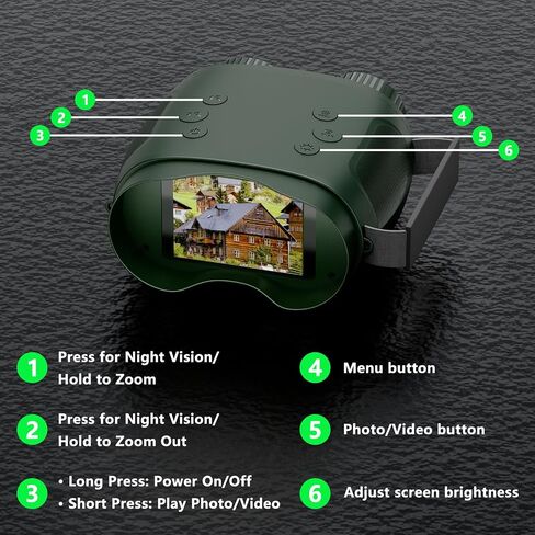 4K Digital Night Vision Binoculars, 10X Zoom, 2.8" HD Display | 4K Digital Night Vision Binoculars with 2.8" HD Screen, 10X Zoom, 1080P Video, Rechargeable Battery, Outdoor Gift Idea in Kuwait