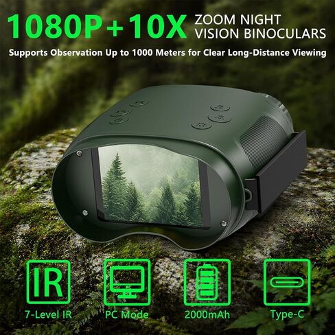 4K Digital Night Vision Binoculars, 10X Zoom, 2.8" HD Display | 4K Digital Night Vision Binoculars with 2.8" HD Screen, 10X Zoom, 1080P Video, Rechargeable Battery, Outdoor Gift Idea in Kuwait