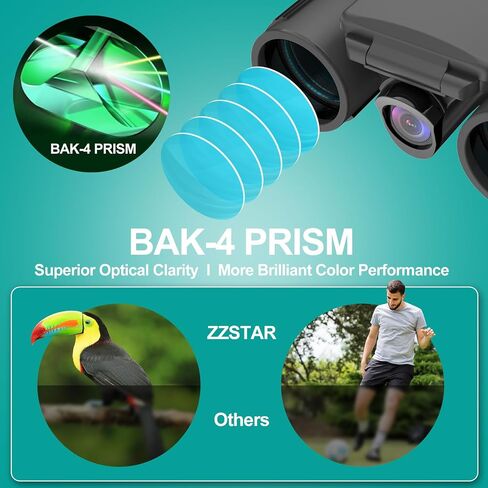 ZZSTAR 12x32 Binoculars with Camera, Large View Binoculars for Adults High Powered, FMC & BAK4 Prism Lens, 2" LCD Display 5MP 1080P Video Photo Recorder, for Bird Watching Hunting Black in Kuwait