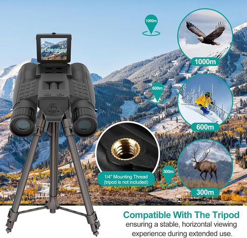 ZZSTAR 12x32 Binoculars with Camera, Large View Binoculars for Adults High Powered, FMC & BAK4 Prism Lens, 2" LCD Display 5MP 1080P Video Photo Recorder, for Bird Watching Hunting Black in Kuwait