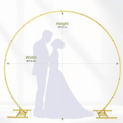 EMART Round Backdrop Stand 8FT Gold Wedding Arch Metal Circle Balloon Arch Stand with Base, 2 Water Bags for Wedding, Birthday, Party, Christmas, Decoration, Anniversary, Ceremony, Valentine's Day in Kuwait