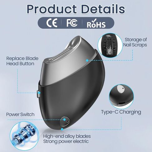Upgraded Electric Nail Clipper with Thickened Blade Heads, Rechargeable Cordless Automatic Electric Nail File, Easy & Safe Electric Nail Trimmer for Autism Kids, Adult, Seniors Fingers/Toenails in Kuwait