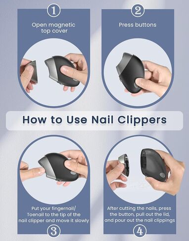 Upgraded Electric Nail Clipper with Thickened Blade Heads, Rechargeable Cordless Automatic Electric Nail File, Easy & Safe Electric Nail Trimmer for Autism Kids, Adult, Seniors Fingers/Toenails in Kuwait