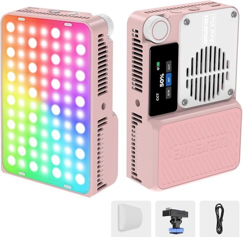 Amaran Ace 25c RGBWW LED Video Light Pocket Creator Light | 32W Boost Mode, 2300K-10000K RGBWW, 1171 Lux Output at 5600K, 4500mAh Battery, USB-C PD Fast Charging, Pink in Kuwait