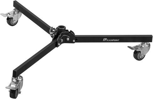 Flashpoint Folding Wheeled Base Stand (Black/Chrome-Plated, 9') | Includes Collapsible Stand, Folding Base and Tool Clip for mobility, lighting and storage in Kuwait
