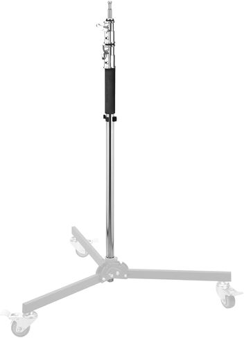 Flashpoint Folding Wheeled Base Stand (Black/Chrome-Plated, 9') | Includes Collapsible Stand, Folding Base and Tool Clip for mobility, lighting and storage in Kuwait
