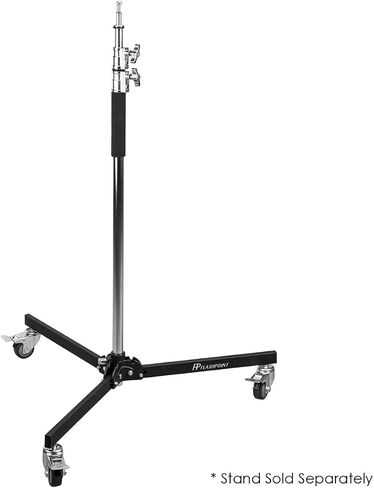 Flashpoint Folding Wheeled Base Stand (Black/Chrome-Plated, 9') | Includes Collapsible Stand, Folding Base and Tool Clip for mobility, lighting and storage in Kuwait