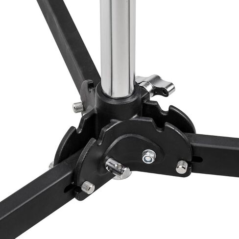 Flashpoint Folding Wheeled Base Stand (Black/Chrome-Plated, 9') | Includes Collapsible Stand, Folding Base and Tool Clip for mobility, lighting and storage in Kuwait
