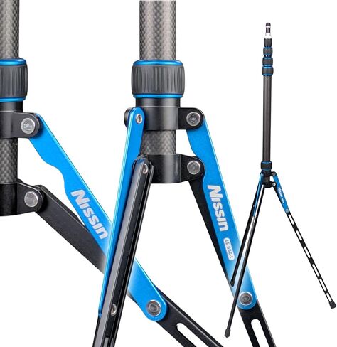 Nissin LS-50C-L II Super Light Stand, Carbon Fiber Narrow Leg, Swivel Top Pole, Long & Narrow Leg Construction for High Stability During Installation and Easy Use in Tight Spaces, Lightweight 20.9 oz in Kuwait