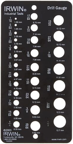 IRWIN Drill Bit Gauge, 1/16-to-1/2-Inch, 29-Hole (12092) in Kuwait