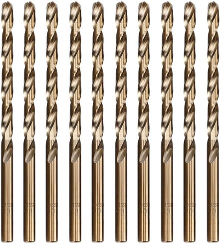 5-Piece 23/64" M35 Cobalt Steel Drill Bit Set for Hard Metal & Stainless Steel - 135° Split Point, Dual Twist Flute, Bronze Finish, 4.88" Total Length with Transparent PP Case in Kuwait