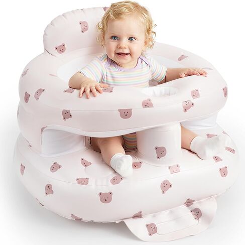 Inflatable Baby Seat with Fence, Infant Floor Chair, Built-in Air Pump 3+M | Baby Seats for Infants for Sitting Up, Surround Sit Me Up Floor Seat for Baby Chair for Learning Sit, Feeding, Camping, Beach in Kuwait