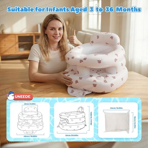 Inflatable Baby Seat with Fence, Infant Floor Chair, Built-in Air Pump 3+M | Baby Seats for Infants for Sitting Up, Surround Sit Me Up Floor Seat for Baby Chair for Learning Sit, Feeding, Camping, Beach in Kuwait