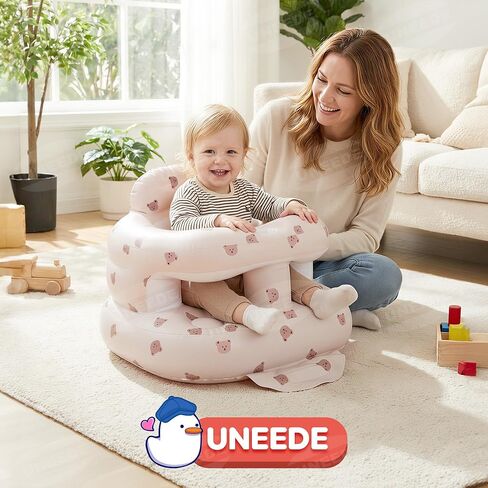 Inflatable Baby Seat with Fence, Infant Floor Chair, Built-in Air Pump 3+M | Baby Seats for Infants for Sitting Up, Surround Sit Me Up Floor Seat for Baby Chair for Learning Sit, Feeding, Camping, Beach in Kuwait