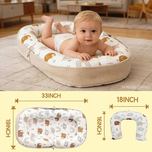 Tummy Time Mat, 2-in-1 Convertible to Backpack, Premium Memory Foam Baby Play Mat, Removable Machine Washable Cover, Foldable for Floor, Couch & Travel in Kuwait
