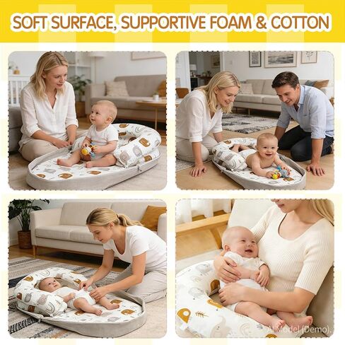Tummy Time Mat, 2-in-1 Convertible to Backpack, Premium Memory Foam Baby Play Mat, Removable Machine Washable Cover, Foldable for Floor, Couch & Travel in Kuwait