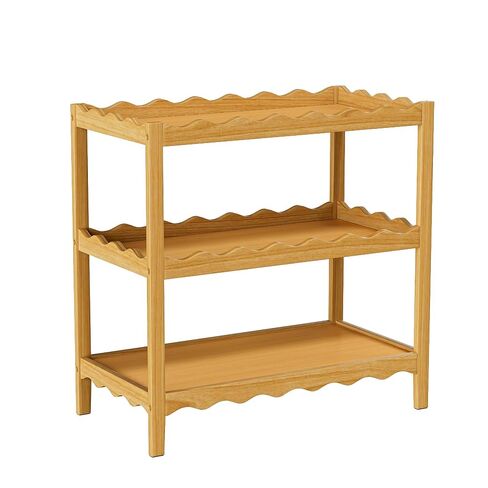 Baby Changing Table, Portable Changing Table | Compact and Lightweight, Solid New Zealand Pinewood, Two Storage Wave-Shaped Shelves, Nursery Organizer, Natural Wood in Kuwait