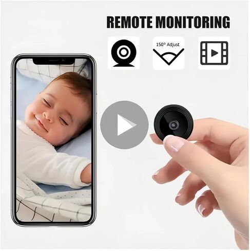 1080P Mini WiFi Hidden Camera, Wireless Indoor Security Camera with Night Vision & Motion Detection, Live Stream IP Nanny Cam for Home, Office, Baby Monitor, Compact Spy Camera (Black) in Kuwait