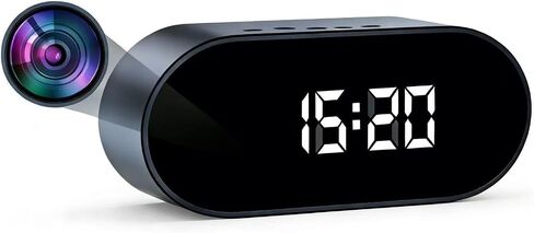 Clock Camera - Indoor Security Camera - Indoor Security Nanny Camera for Baby Monitor, 150 ° Wide Angle Field of View Hidden Camera Clock, 1080P Camera for Home Security in Kuwait