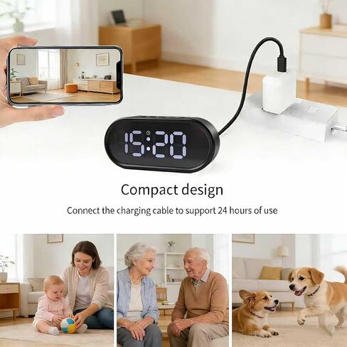 Clock Camera - Indoor Security Camera - Indoor Security Nanny Camera for Baby Monitor, 150 ° Wide Angle Field of View Hidden Camera Clock, 1080P Camera for Home Security in Kuwait