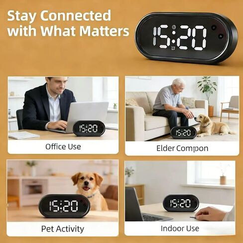 Clock Camera - Indoor Security Camera - Indoor Security Nanny Camera for Baby Monitor, 150 ° Wide Angle Field of View Hidden Camera Clock, 1080P Camera for Home Security in Kuwait